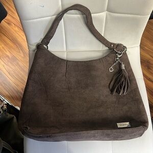 Bella Russo Brown bag with removable keychain and heart shaped pull